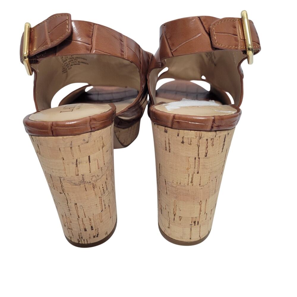 Lauren Ralph Lauren Feona Brown Crocodile Embossed Leather Sandals Size 9.5M - Picture 2 of 6